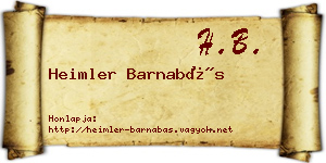 Heimler Barnabás névjegykártya
